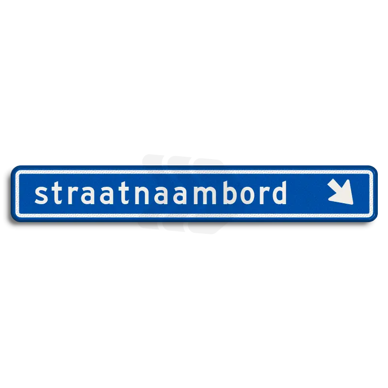 Straatnaamborden - straatnaambord-18-karakters-1000x150-mm-met-pijl naar beneden rechts-nen-1772-Traffictotaal.nl