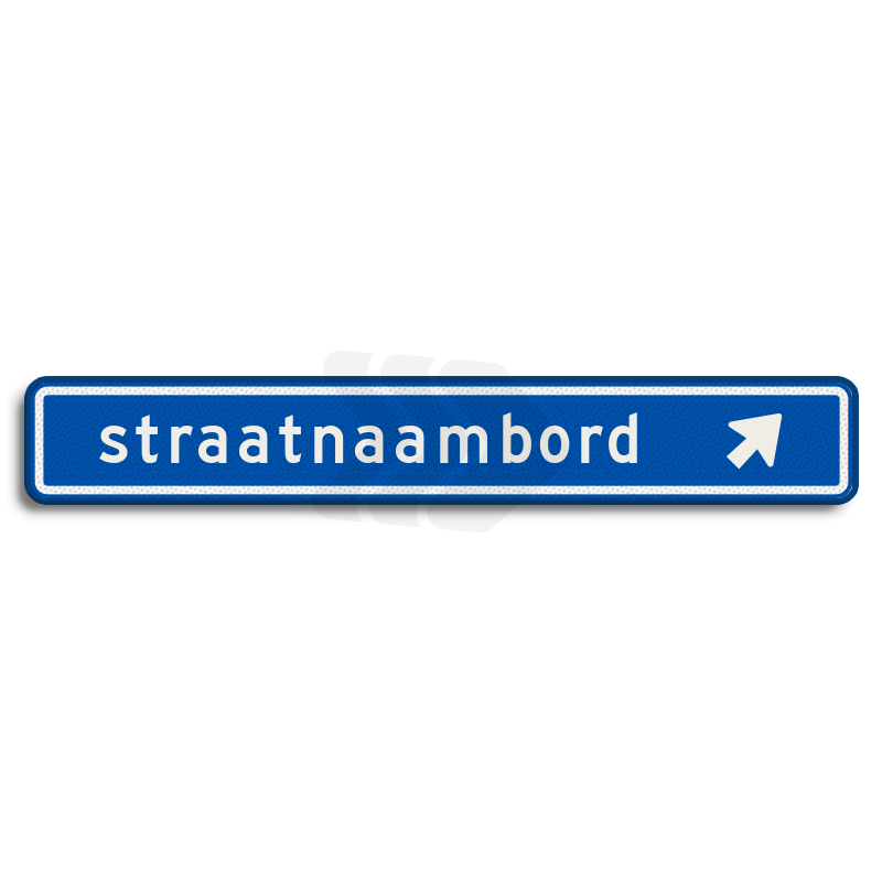 Straatnaambord - straatnaambord-18-karakters-1000x150-mm-met-pijl%20naar%20boven-rechts-nen-1772-Traffictotaal.nl