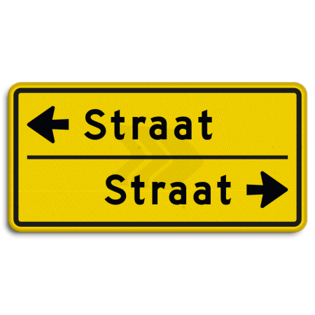 Straatnaambord - straatnaambord-geel-10-karakters-600x300-mm-2-regelig-met-pijl-nen-1772-Traffictotaal.nl
