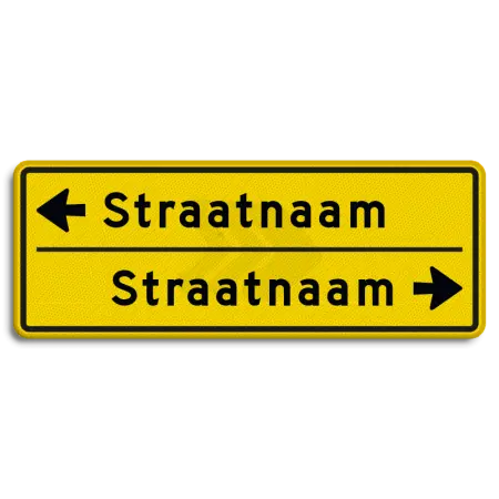 Straatnaamborden - straatnaambord-geel-14-karakters-800x300-mm-2-regelig-met-pijl-nen-1772-Traffictotaal.nl
