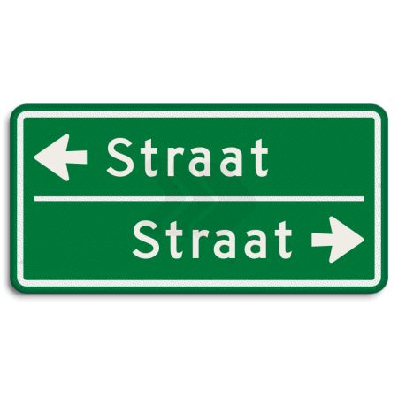 Straatnaambord - straatnaambord-groen-10-karakters-600x300-mm-2-regelig-met-pijl-nen-1772-Traffictotaal.nl