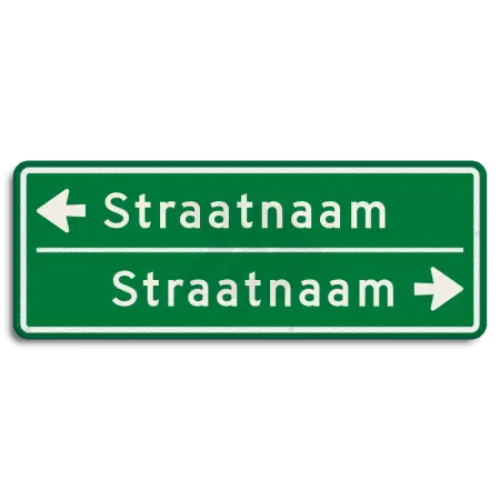 Straatnaamborden - straatnaambord-groen-14-karakters-800x300-mm-2-regelig-met-pijl-nen-1772-Traffictotaal.nl