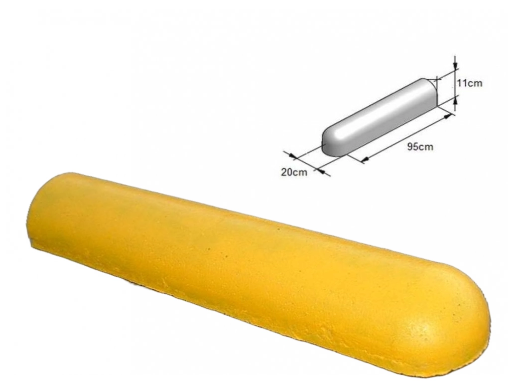 Varkensruggen - varkensrug-beton-1-kant-rond-en-1-kant-recht-geel-afmeting
