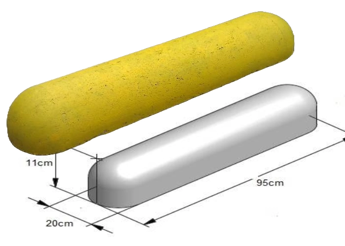 Varkensruggen - varkensrug-beton-rond-geel-afmetingen