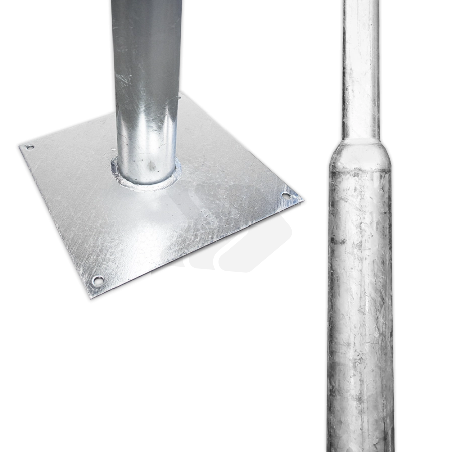 Bevestigingsmaterialen voor spiegels - flespaal-staal-lengte-2800mm-met-bodemplaat-280x280x8mm-incl-4-gaten-Traffictotaal.nl
